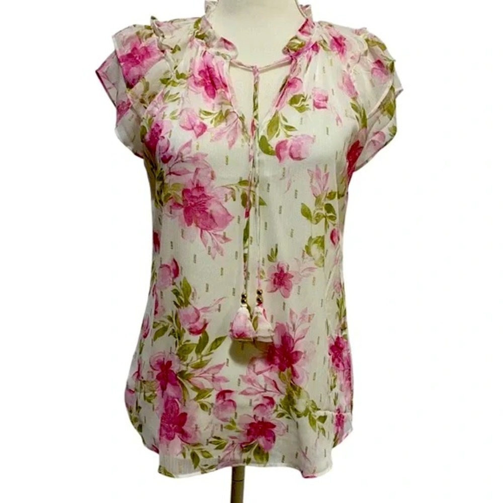 Autres Filles Floral Pink and Green Women's Top